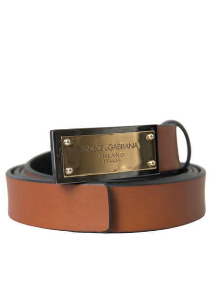 Dolce & Gabbana Brown Calf Leather Buckle Belt Men - Ellie Belle