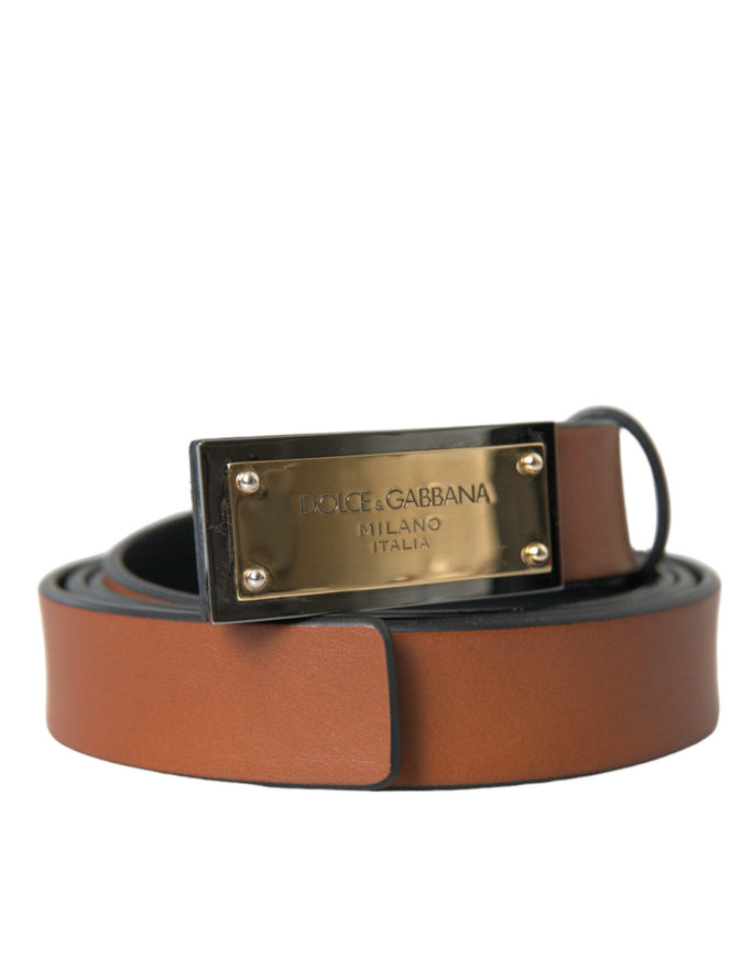 Dolce & Gabbana Brown Calf Leather Buckle Belt Men - Ellie Belle