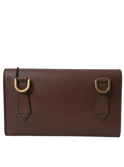 Dolce & Gabbana Brown Calf Leather Logo Embossed Shoulder Bags - Ellie Belle