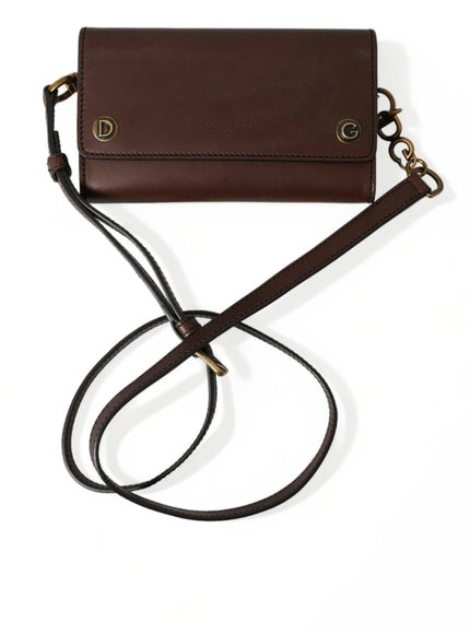 Dolce & Gabbana Brown Calf Leather Logo Embossed Shoulder Bags - Ellie Belle