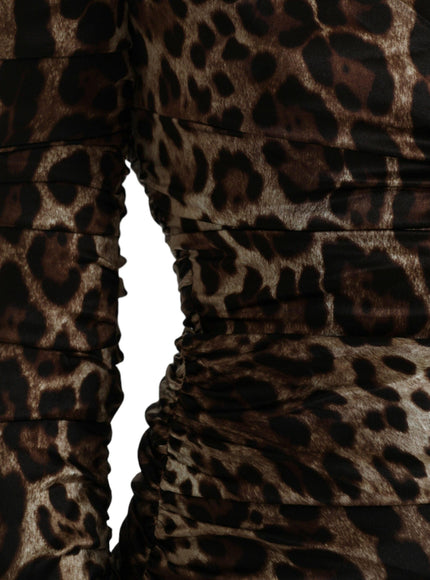 Dolce & Gabbana Brown Leopard Print Midi Dress - Ellie Belle