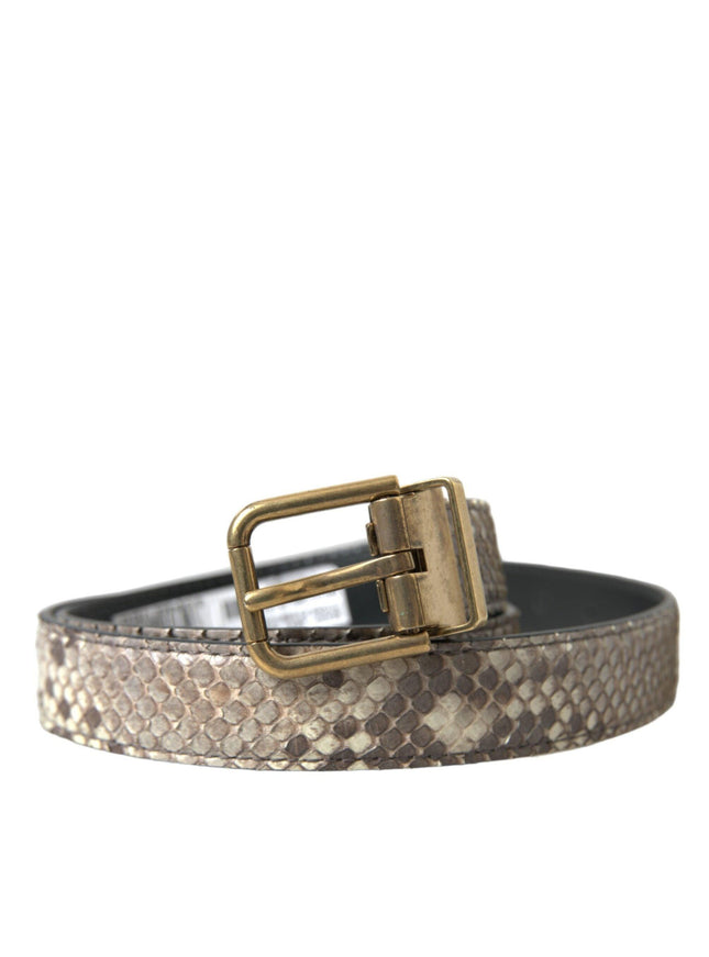 Dolce & Gabbana Brown Python Leather Gold Metal Buckle Belt - Ellie Belle