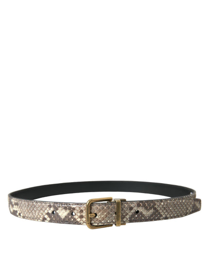 Dolce & Gabbana Brown Python Leather Gold Metal Buckle Belt - Ellie Belle