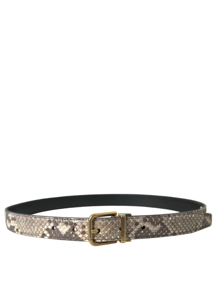 Dolce & Gabbana Brown Python Leather Gold Metal Buckle Belt - Ellie Belle