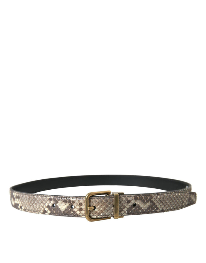 Dolce & Gabbana Brown Python Leather Gold Metal Buckle Belt - Ellie Belle