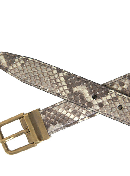 Dolce & Gabbana Brown Python Leather Gold Metal Buckle Belt - Ellie Belle