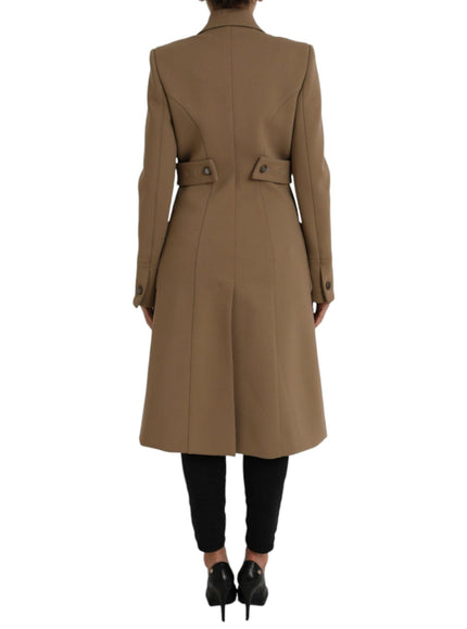 Dolce & Gabbana Button Down Long Coat in Brown - Ellie Belle