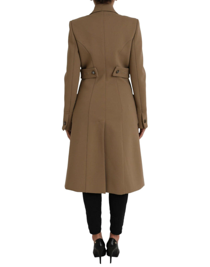 Dolce & Gabbana Button Down Long Coat in Brown - Ellie Belle