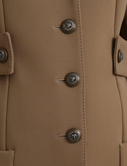 Dolce & Gabbana Button Down Long Coat in Brown - Ellie Belle