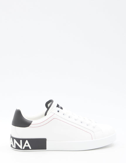 Dolce & Gabbana Calfskin Nappa Portofino Sneakers In White - Ellie Belle