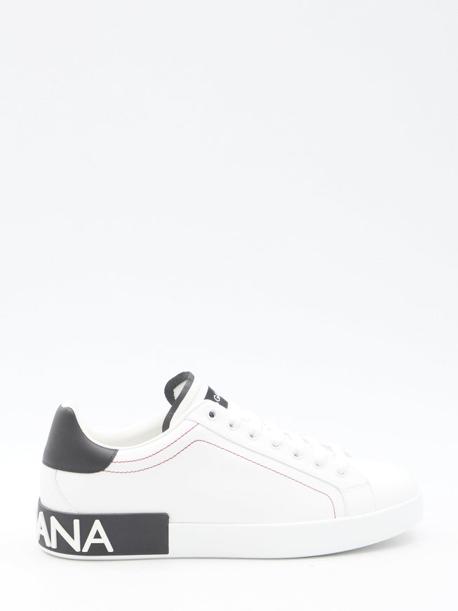 Dolce & Gabbana Calfskin Nappa Portofino Sneakers In White - Ellie Belle