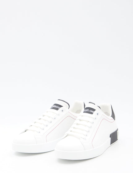 Dolce & Gabbana Calfskin Nappa Portofino Sneakers In White - Ellie Belle