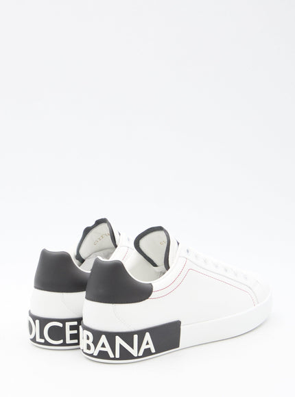 Dolce & Gabbana Calfskin Nappa Portofino Sneakers In White - Ellie Belle