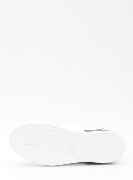 Dolce & Gabbana Calfskin Nappa Portofino Sneakers In White - Ellie Belle