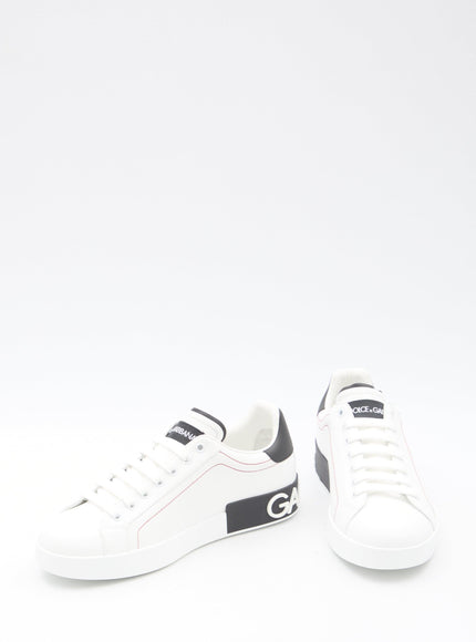 Dolce & Gabbana Calfskin Nappa Portofino Sneakers In White - Ellie Belle