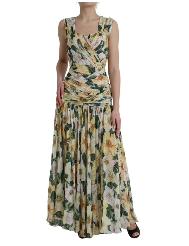 Dolce & Gabbana Camellia-Print Georgette Dress - Ellie Belle