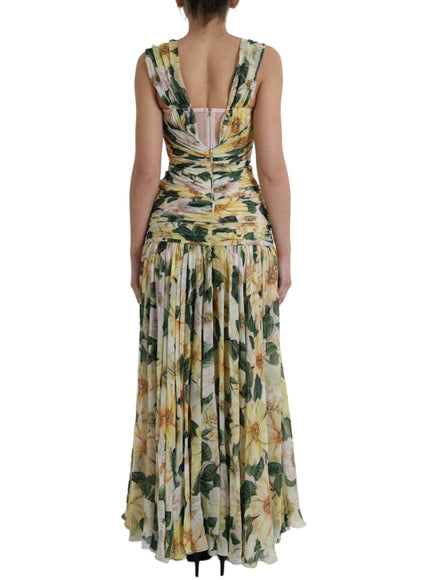 Dolce & Gabbana Camellia-Print Georgette Dress - Ellie Belle