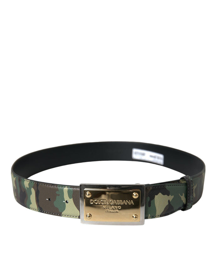 Dolce & Gabbana Camouflage Gold Buckle Belt Men - Ellie Belle