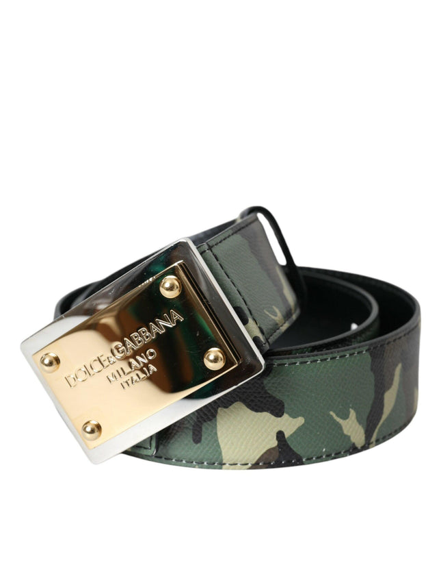 Dolce & Gabbana Camouflage Gold Buckle Belt Men - Ellie Belle