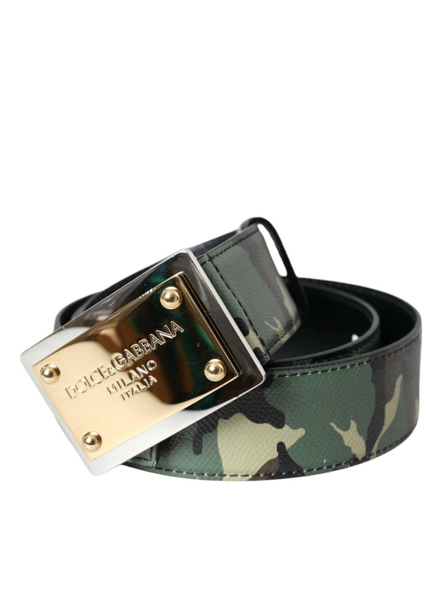 Dolce & Gabbana Camouflage Gold Buckle Belt Men - Ellie Belle
