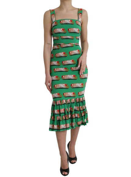 Dolce & Gabbana Cannoli Print Silk-Blend Tiered Sleeveless Dress - Ellie Belle