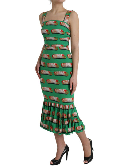 Dolce & Gabbana Cannoli Print Silk-Blend Tiered Sleeveless Dress - Ellie Belle