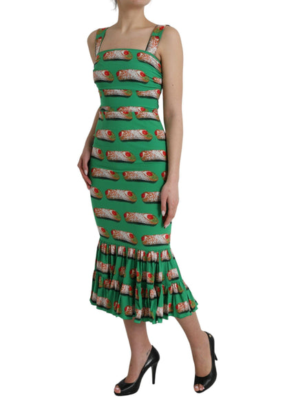 Dolce & Gabbana Cannoli Print Silk-Blend Tiered Sleeveless Dress - Ellie Belle