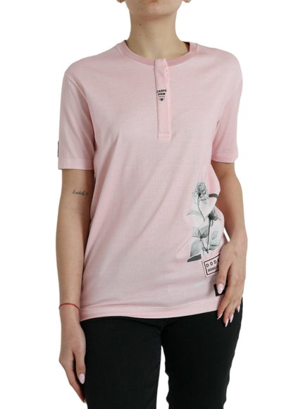 Dolce & Gabbana Chic Pink Floral Cotton T-Shirt - Ellie Belle