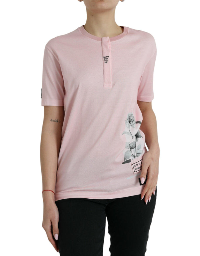 Dolce & Gabbana Chic Pink Floral Cotton T-Shirt - Ellie Belle