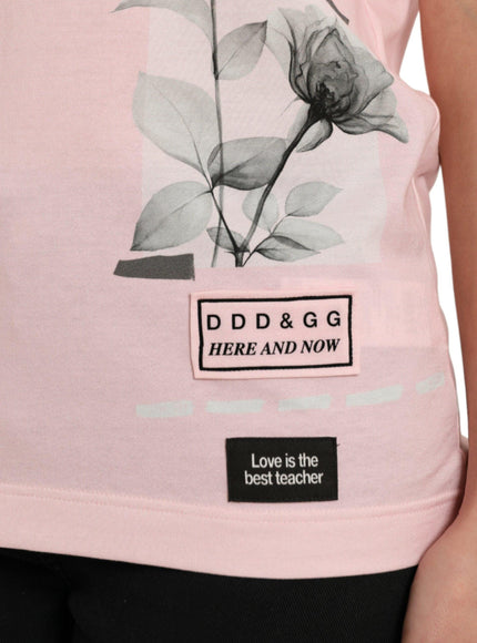 Dolce & Gabbana Chic Pink Floral Cotton T-Shirt - Ellie Belle