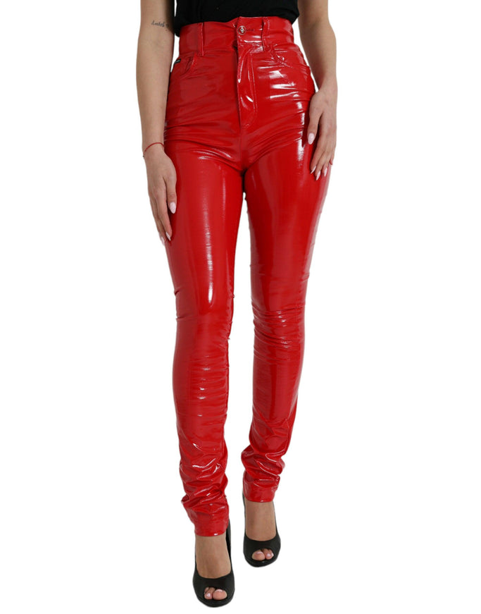 Dolce & Gabbana Chic Red High Waist Skinny Pants - Ellie Belle