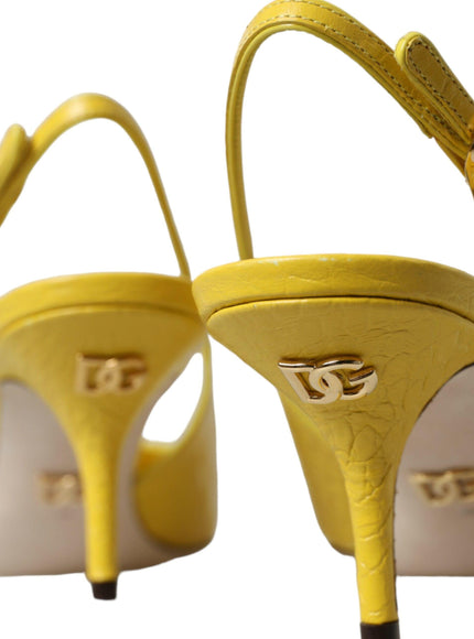 Dolce & Gabbana Croc-Embossed Slingback Pumps in Yellow - Ellie Belle