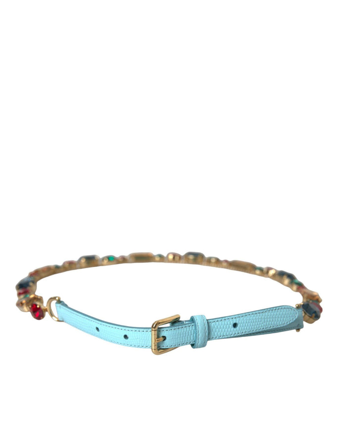 Dolce & Gabbana Crystal Blue Chain Belt - Ellie Belle