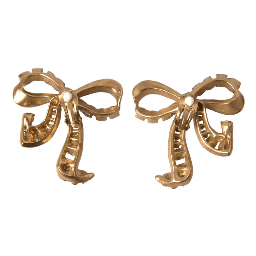 Dolce & Gabbana Crystal Bow Clip-on Earrings - Ellie Belle