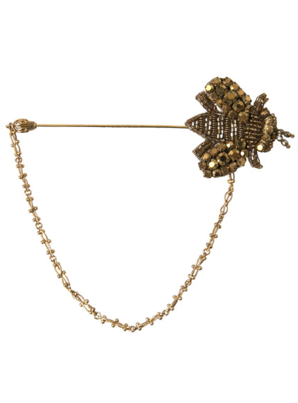 Dolce & Gabbana Crystal Embellished Gold Tone Bee Lapel Pin - Ellie Belle
