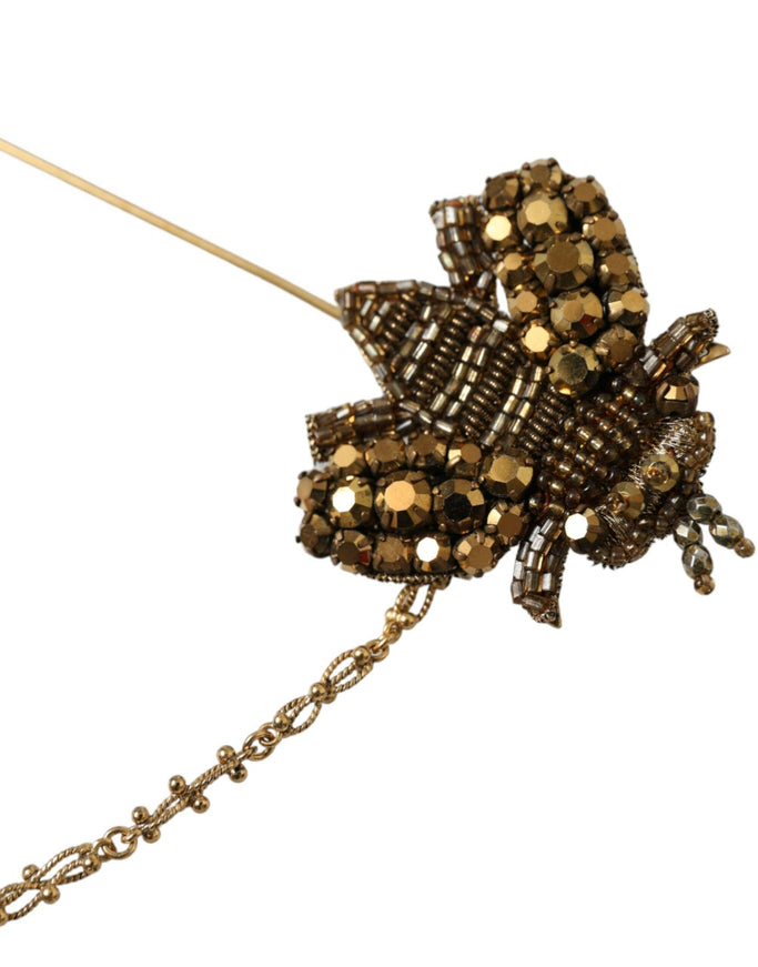 Dolce & Gabbana Crystal Embellished Gold Tone Bee Lapel Pin - Ellie Belle