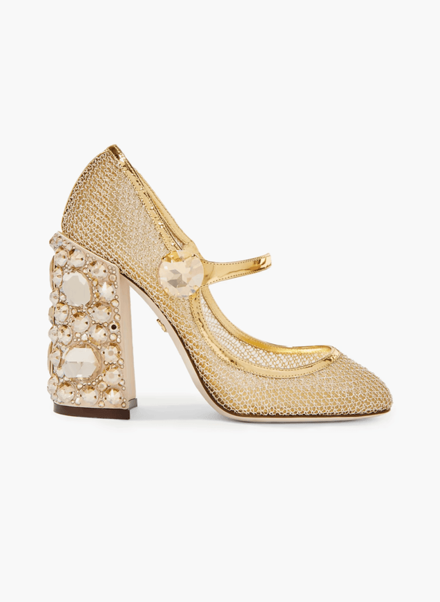 Dolce & Gabbana Crystal-Embellished Mary Jane Pumps - Ellie Belle