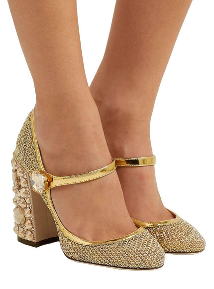 Dolce & Gabbana Crystal-Embellished Mary Jane Pumps - Ellie Belle