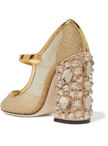 Dolce & Gabbana Crystal-Embellished Mary Jane Pumps - Ellie Belle