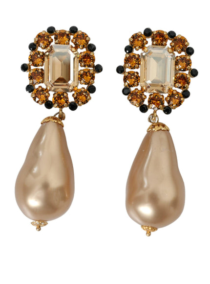 Dolce & Gabbana Crystal Faux Pearl Earrings - Ellie Belle