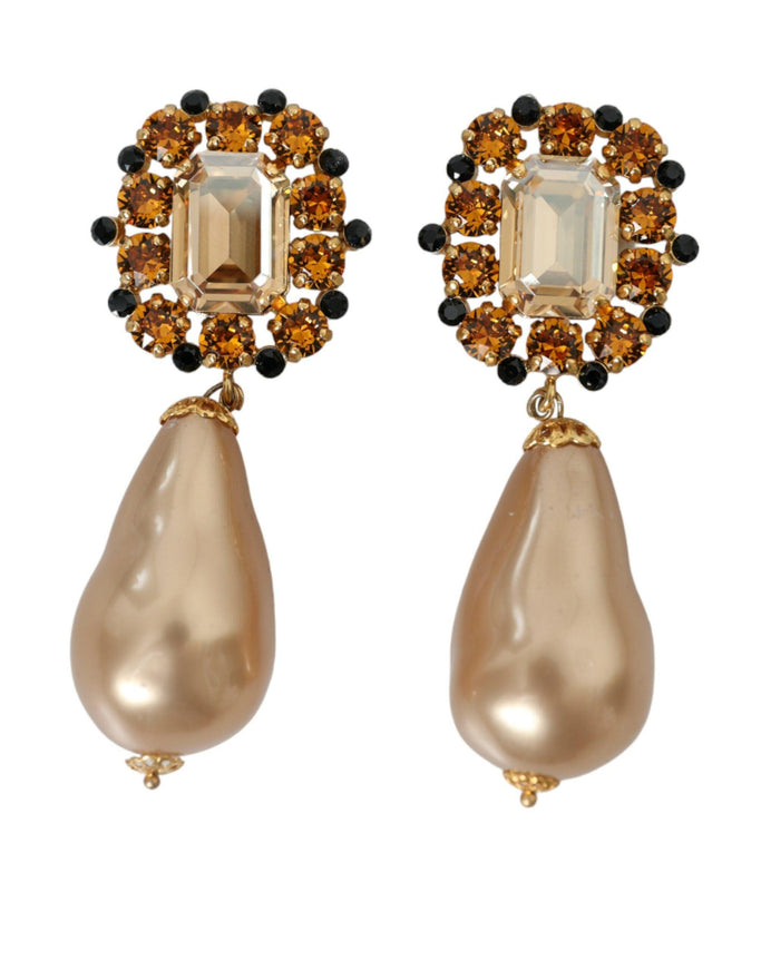 Dolce & Gabbana Crystal Faux Pearl Earrings - Ellie Belle