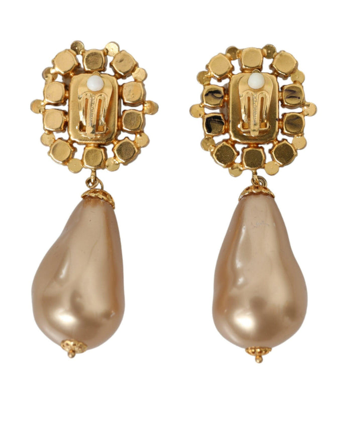 Dolce & Gabbana Crystal Faux Pearl Earrings - Ellie Belle