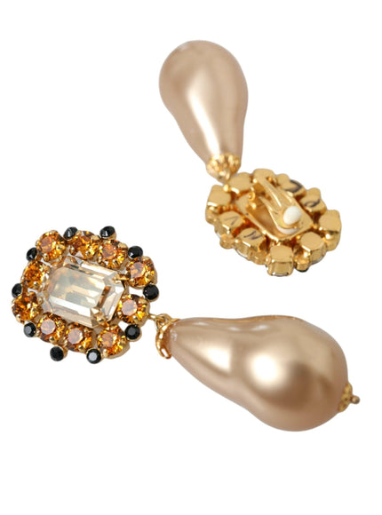 Dolce & Gabbana Crystal Faux Pearl Earrings - Ellie Belle