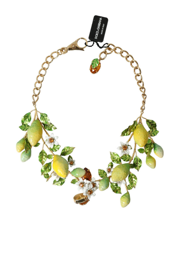 Dolce & Gabbana Crystal Lemon Lily Pendant Necklace - Ellie Belle