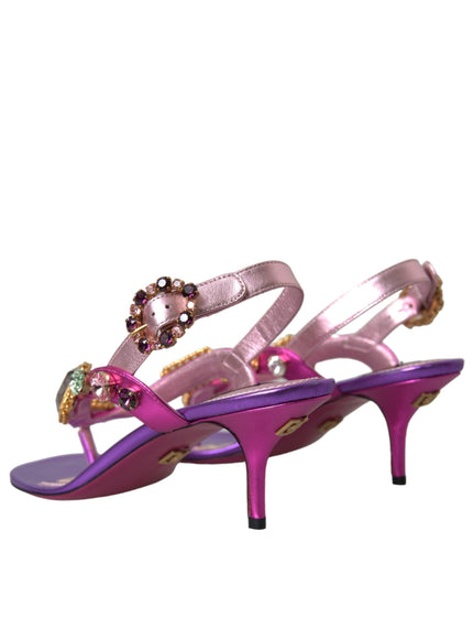 Dolce & Gabbana Crystals Embroidery T-Strap Sandals - Ellie Belle