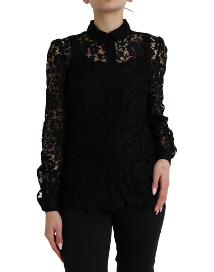 Dolce & Gabbana Cut-Out Floral Lace Blouse Top - Ellie Belle