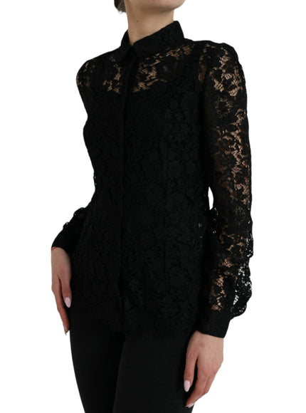 Dolce & Gabbana Cut-Out Floral Lace Blouse Top - Ellie Belle