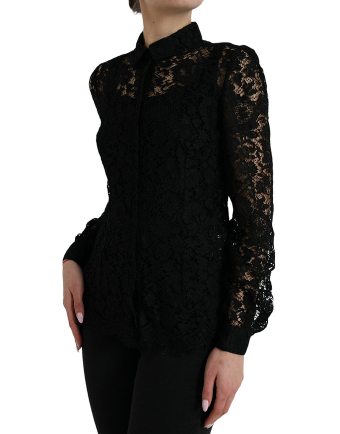 Dolce & Gabbana Cut-Out Floral Lace Blouse Top - Ellie Belle