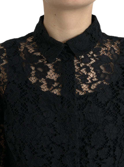 Dolce & Gabbana Cut-Out Floral Lace Blouse Top - Ellie Belle