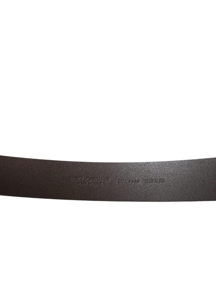 Dolce & Gabbana Dark Brown Leather DG Metal Buckle Belt - Ellie Belle